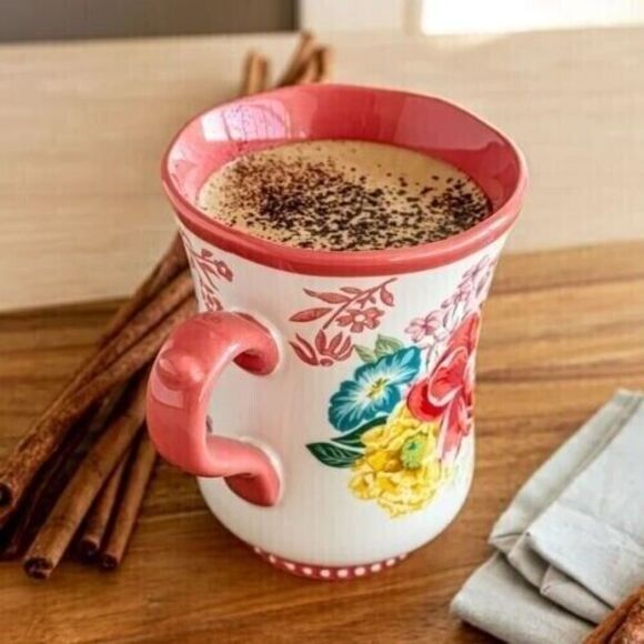 Pioneer Woman Fancy Flourish Coffee Tea Mug Cup Stoneware Floral 18-Fluid-Oz NWT - Picture 3 of 4